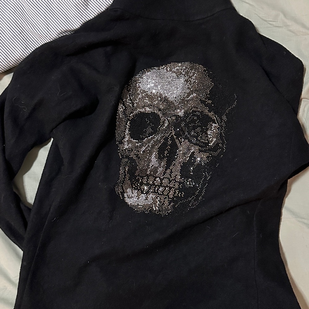 Black Skull Embellished Women's Top
